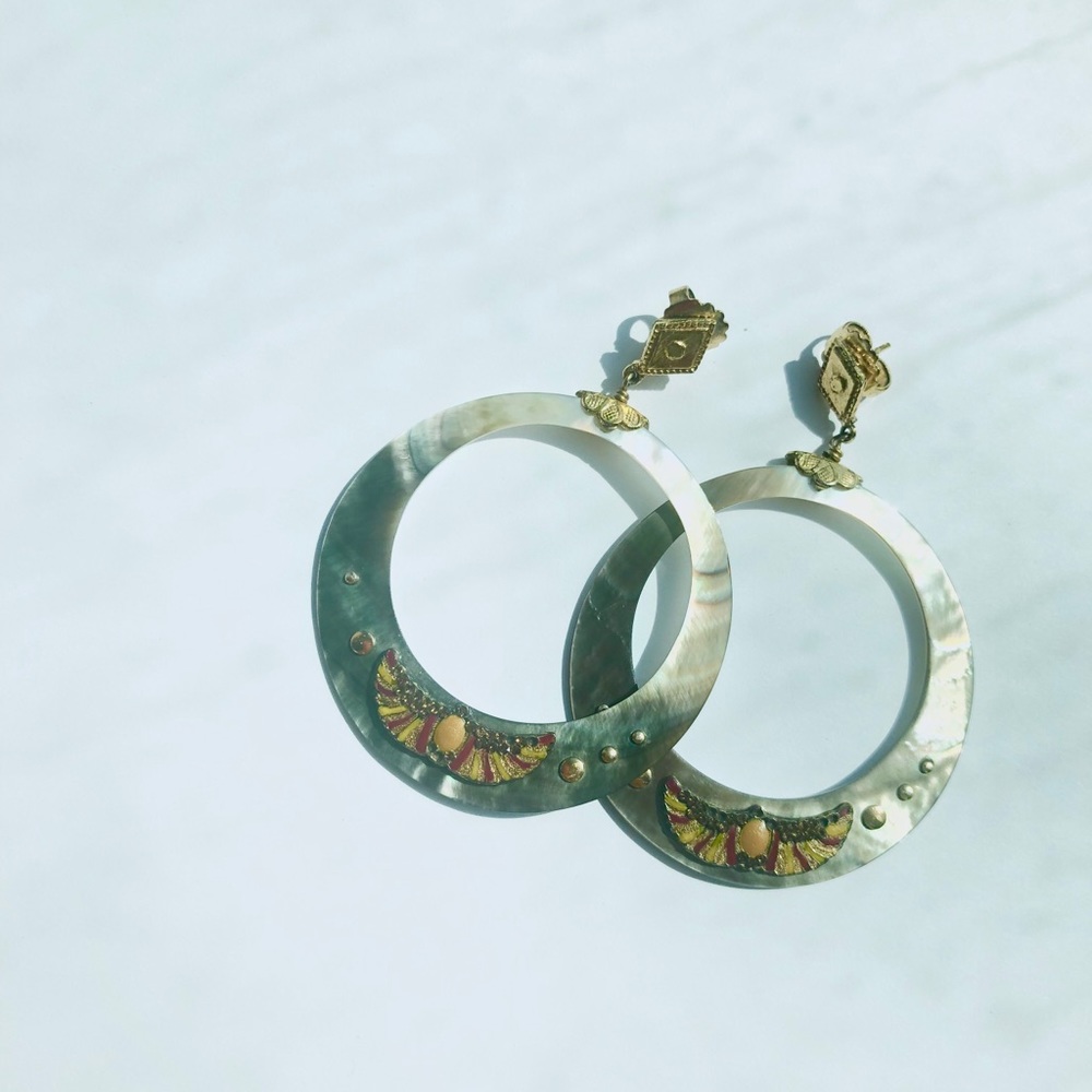 Alexis Bittar Mother Of Pearl Hoop Earrings